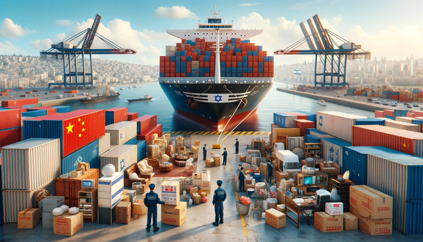 אוניות יבוא מובילות תכולת בית מסין לישראל